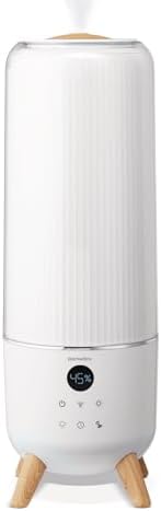 Homedics Cool Mist Ultrasonic Humidifier for Bedroom, Large Room Humidifier, Top-Fill 1.47-Gal Tank, Essential Oil Pads, Built-In Timer, 3 Mist Settings, Air Humidifier for Home, Office, Plants