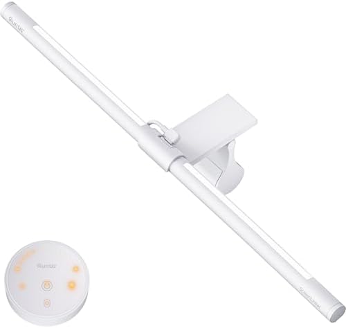 Quntis Monitor Light Bar with Remote, Eye-Care No Glare, Space Saving Home Office Desk Lamp, White, Stepless Dimming, Easy Setup LED Computer Light Backlight for Curved Gaming Monitors Reading Study