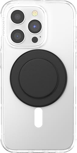 PopSockets Phone Grip for MagSafe with Kickstand, Magnetic Stand, Swappable Top, Secure Hold for iPhone MagSafe Cases, Phone & Tablet Grip - Plant Based - Black