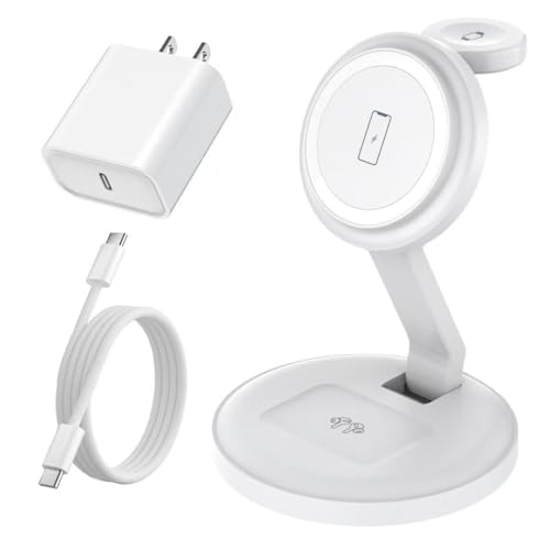 Charging Station for Apple Magnetic Wireless iPhone Mag-Safe Charger,15W 3in1 Foldable Wireless Dock Fast MagSafe Charger Stand for iPhone 17 Pro Max/16 Plus/16 ProMax/15/14/13,Apple Watch,AirPods Pro