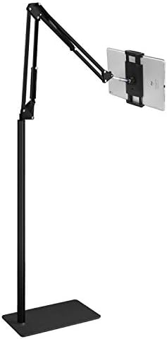 Tablet Floor Stand with 5LB Metal Base, Overhead Bed Phone Stand Angle Height Adjustable Holder, Universal Floor Stand Compatible with iPhone iPad Pro Air Mini, Samsung Tab, Kindle, E-Readers…