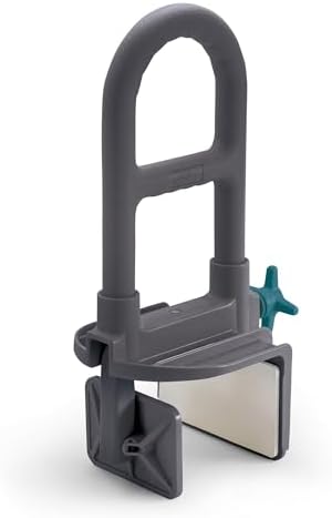 Medline Deluxe Plastic Tub Grab Bar, Microban Protection, 250lb Weight Capacity, Grey