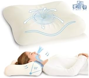 Cervical Neck Pillow for Deep Sleep – Medium Firm Cooling Memory Foam Pillow, Dual Height Ergonomic Contour for Gentle Neck & Shoulder Support, Side Back Stomach Sleepers