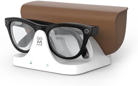 AMVR Magnetic 2-in-1 Charging Dock Compatible with Ray Ban Meta Wayfarer/Skyler/Headliner Smart Glasses Case Accessories, Charger with LED Indicator(Not Compatible with Oakley,Blayzer and Display)