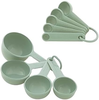 KitchenAid Universal Easy To Read Measuring Cup and Spoon Set with Soft Grip Handle for Maximum Control, Hang Hole and Nesting For Easy Storage, Dishwasher Safe, 9 Piece, Pistachio