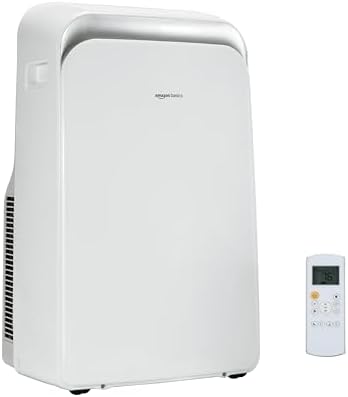 Amazon Basics 4-In-1 Portable Air Conditioner with Remote, Timer, Sleep Mode, Auto Swing, Cool/Heat/Dry/Fan-Only Functions, 13500 BTU (ASHRAE), Cools Up to 550 Sqf, Energy Saving, White