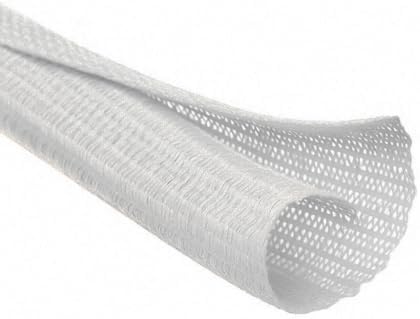 MGI SpeedWare Braided Split-Sleeve White Wire Loom for High-Temperature Automotive Harness and Home Cable Management 25 feet (1/4")
