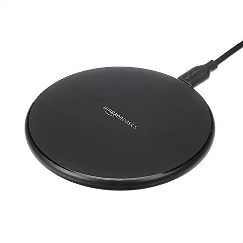 Amazon Basics Wireless Charger, 15W Qi Certified Wireless Charging Pad with USB Cable, Compatible with iPhone 15/14/13/12/11/X, Samsung & LG, Case Compatible, Black