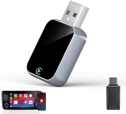 Wireless CarPlay Adapter for iPhone - No Audio Lag, Auto-Connect - Convert Factory Wired to Wireless CarPlay - Bluetooth 5.3 & 5GHz Wi-Fi - Plug & Play (Includes USB A/C)