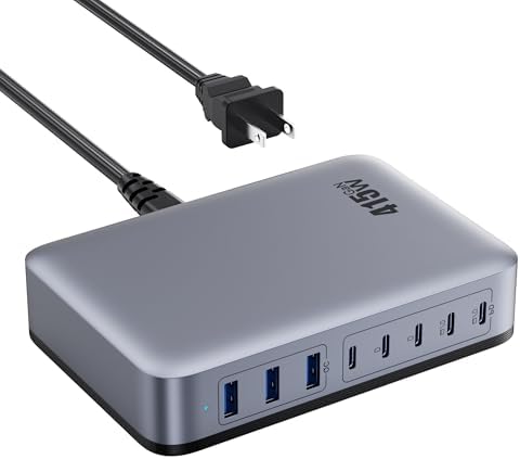 USB C Charger 415W USB C Charger Block, 8-Ports GaN IV Fast Charging Station Hub, Dual PD 100W Laptop Charger Adapter,for MacBook Pro/Air/iPad/iPhone16/15/14/Apple Watch/DELL/Samsung for Home Office