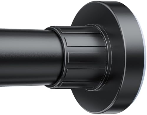 Ausemku Shower Curtain Rod 32-80 Inch Adjustable - Heavy Duty No drill Spring Tension Shower Rod, Non-Slip Rustproof Telescopic Rod for Bathroom, Black