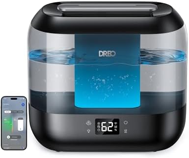 Dreo Smart Humidifiers for Bedroom, Top Fill 4L Supersized Humidifier Large Room with 28 dB, 36H Runtime, Touch/APP/Voice Control, Nightlight, Cool Mist Humidifiers for Baby, Plants, Indoor, Black
