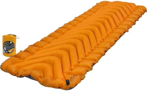 KLYMIT Insulated Static V Lite Inflatable Sleeping Pad | Comfortable, Lightweight, Easy to Inflate, Portable Air Bed for Hiking, Backpacking & Camping — Orange