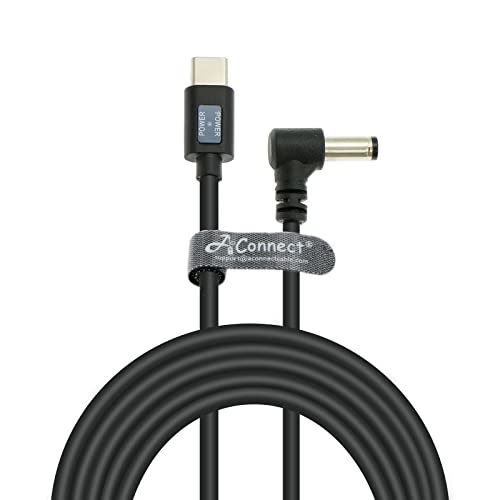 12V PD USB C to DC 5.5x2.5mm Male Right Angle Type C Power Cable with Power Indicator for KiPRO LCD Monitors Blackmagic BMCC Camera Video Assist Monitor, 70.8inches/1.8m