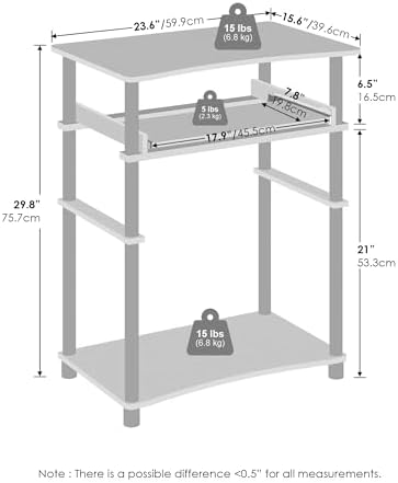 Furinno Home Desk, 23.6" Wide Gaming Desk with Keyboard Tray, Computer Desk, Office Writing Desk for Home Office, Bedroom, Black