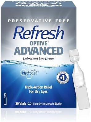 REFRESH OPTIVE ADVANCED PF Lubricant Eye Drops Preservative-Free Artificial Tears, 0.01 fl oz (0.4 mL), 30 Single-Use Containers