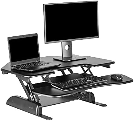 Vari - VariDesk Cube Corner 36 - Cubicle Standing Desk Converter for Dual Monitors - Home Office Desk with 11 Height Adjustable Settings, Spring-Assisted Lift, Weighted Base - Fully Assembled, Black
