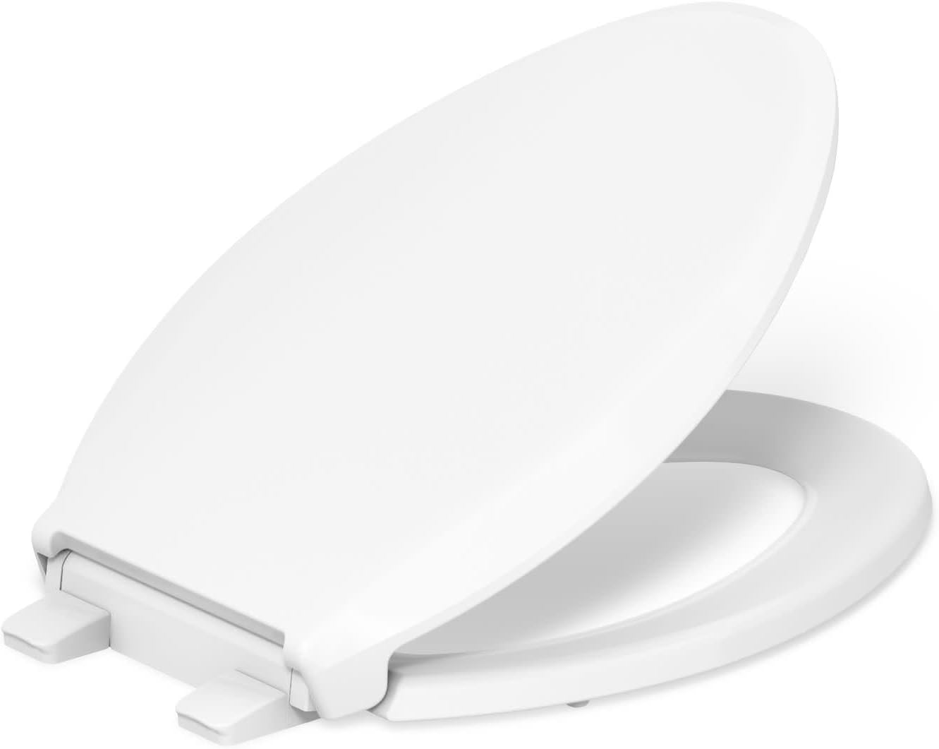 KOHLER 4636-RL-0 Cachet ReadyLatch Elongated Toilet Seat Slow Close, Soft Close Toilet Seat Quiet Lid, Contoured Grip-Tight Bumpers Installation Hardware, Apartment Essentials, White