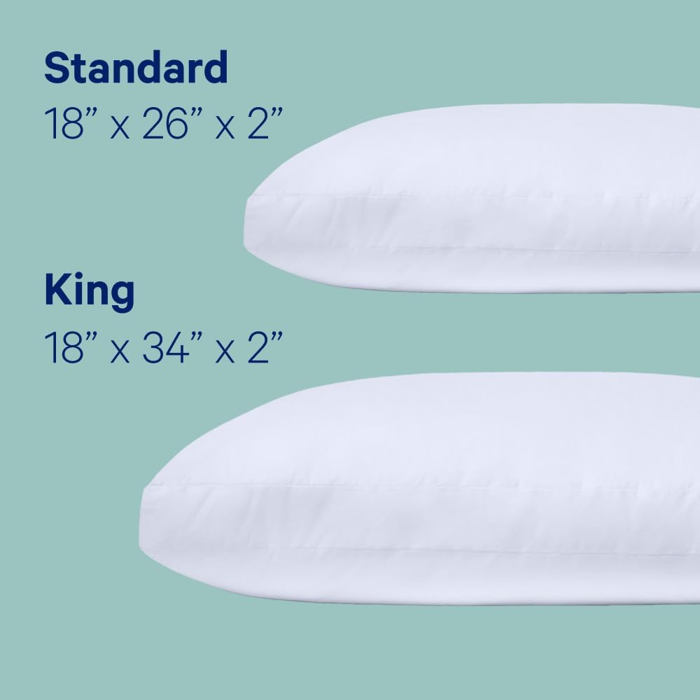 Casper Sleep Essential Pillow 2-Pack, Standard Size – Medium Soft Feel, Down-Alternative Fill, Supports Side, Back & Stomach Sleepers