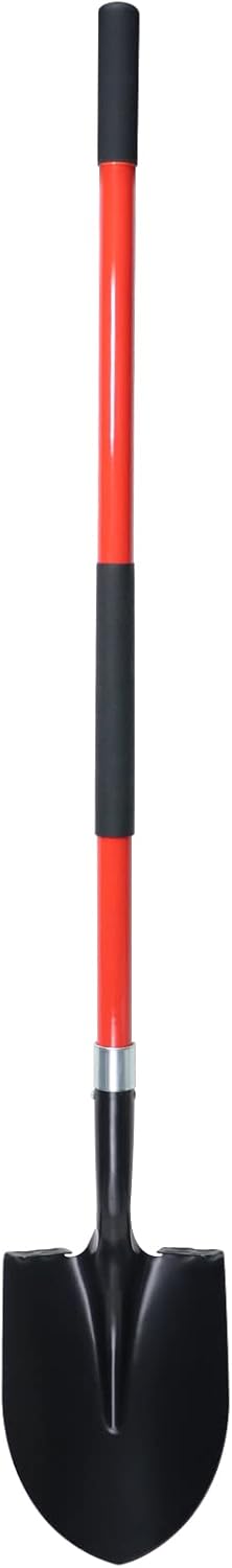 VNIMTI Heavy Duty Gardening Shovel, 56 Inch Round Blade with Fiberglass Handle (Red)