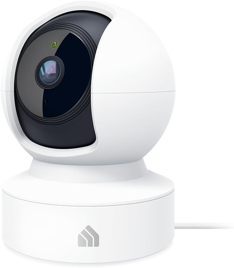 Kasa 2K+ Indoor Pan/Tilt Wired Security Camera - Works as a Baby Monitor & Pet Camera, Motion Detection & Tracking, 2-Way Audio, Night Vision, Subscription-Free Local Storage or Optional Cloud, KC410S