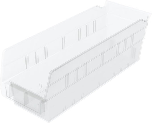 Akro-Mils 30120 Plastic Shelf Bins, Heavy Duty Storage Bins for Garage, Closet, and Drawer Organization, 12" x 4" x 4", Clear, 24-Pack