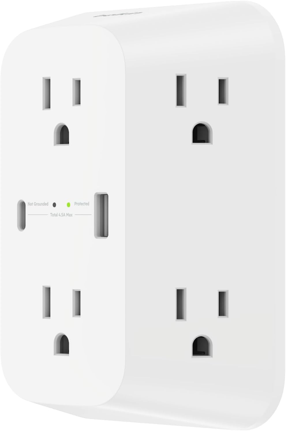 Belkin 6-Outlet Surge Protector Power Strip, USB-C & USB-A Ports w/ USB-C PD Fast Charge, ETL-Listed, Wall-Mountable w/ 6 AC Outlets, Overvoltage Protection, LED Indicator, 1,680 Joules of Protection