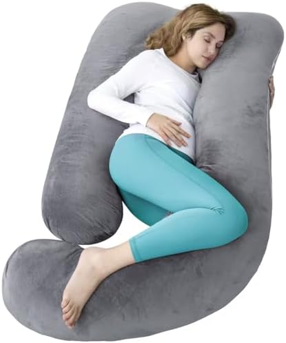 60 Inch Pregnancy Pillow for Sleeping, Extra Large U Shaped Body Pillow, Maternity Pillow for Pregnant Women with Velvet Cover (Dark Grey)