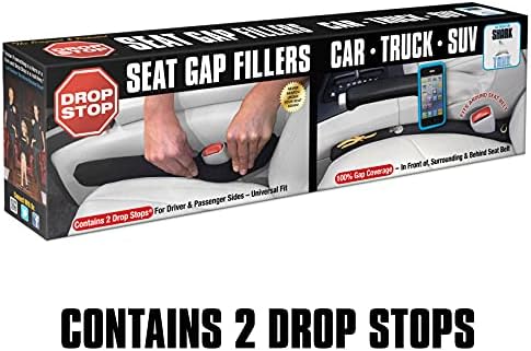 Drop Stop - The Original Patented Car Seat Gap Filler (AS SEEN ON Shark Tank) - Set of 2 and Slide Free Pad and Light