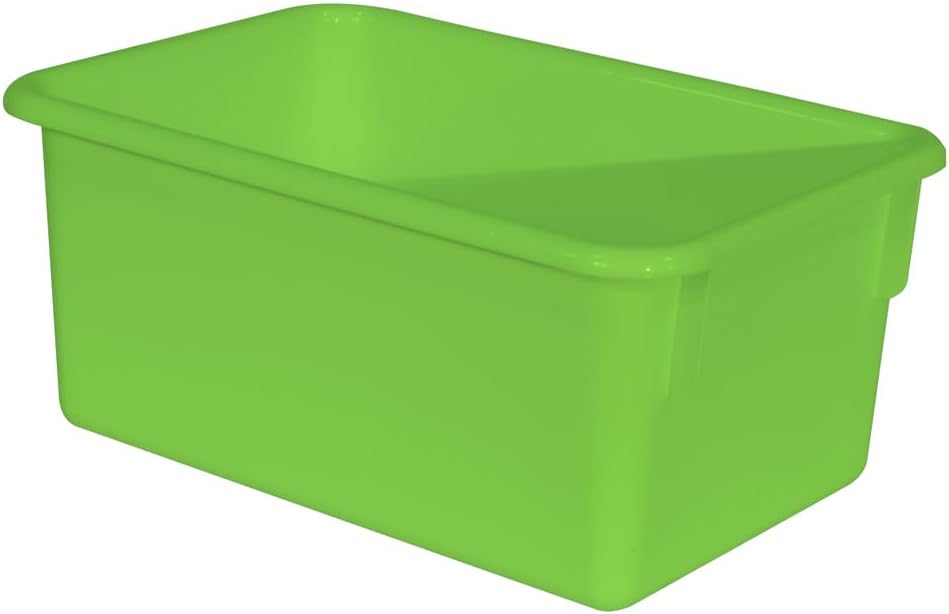 Wood Designs Cubby Storage Bin, Heavy Duty Plastic Containers for Kids Lime Green Cubby Tray Set of 10