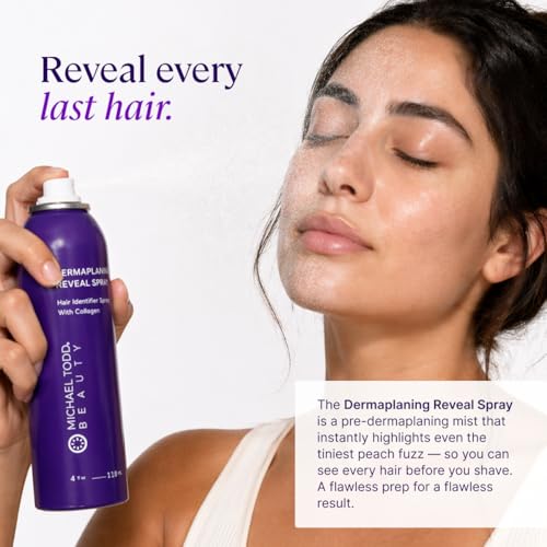 Michael Todd Beauty - Sonicsmooth Hair Identifier Spray - Radiance Reveal Mist for Face Shaving & Dermaplaning - Highlights Peach Fuzz - Collagen-Infused - Nourish & Smooth Skin - All Skin Types - 4oz