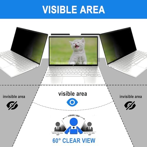FILMEXT Laptop Privacy Screen 15.6 inch Compatible with HP Elitebook Dell Xps Lenovo Thinkpad, Removable 16:9 Laptop Privacy Filter, Anti-Glare, Blue Light Blocking