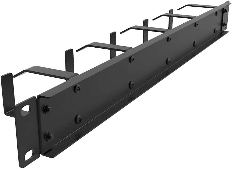19-Inch 1U Metal Horizontal Rackmount 5 D-Rings Cable Manager