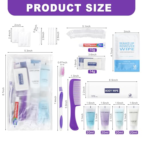 Pack of 5 Basic Toiletry Kits, Individually Packed, Personal Hygiene Kit Bulk Homeless Care Package Supplies, Travel Size Convenience Kits Suitable For Hotel, Home, Camping, Travel
