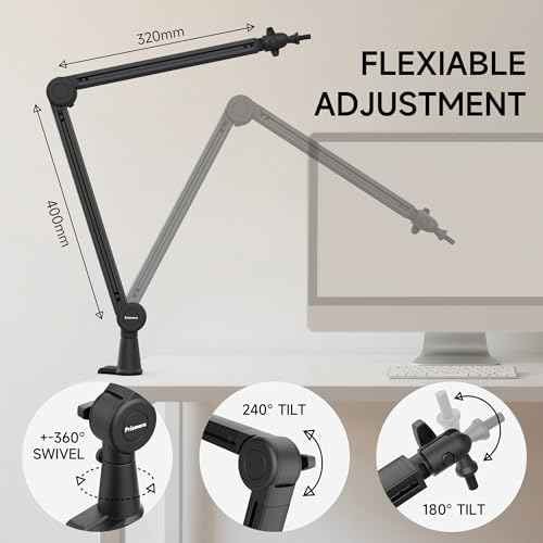 Mic Arm, Premium Microphone Boom Arm with Cable Management, 360°Rotatable Boom Arm, Mic Boom Arm for Streaming, Gaming, Podcasts, Home Office, Recording