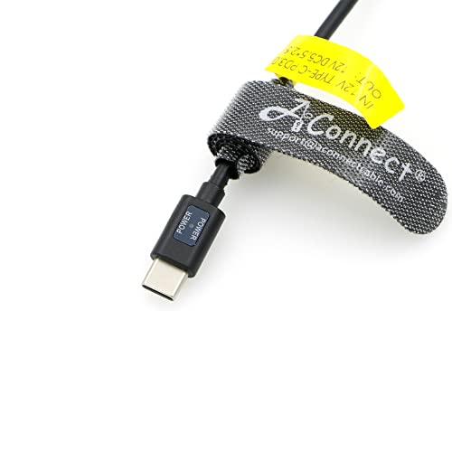 12V PD USB C to DC 5.5x2.5mm Male Right Angle Type C Power Cable with Power Indicator for KiPRO LCD Monitors Blackmagic BMCC Camera Video Assist Monitor, 70.8inches/1.8m