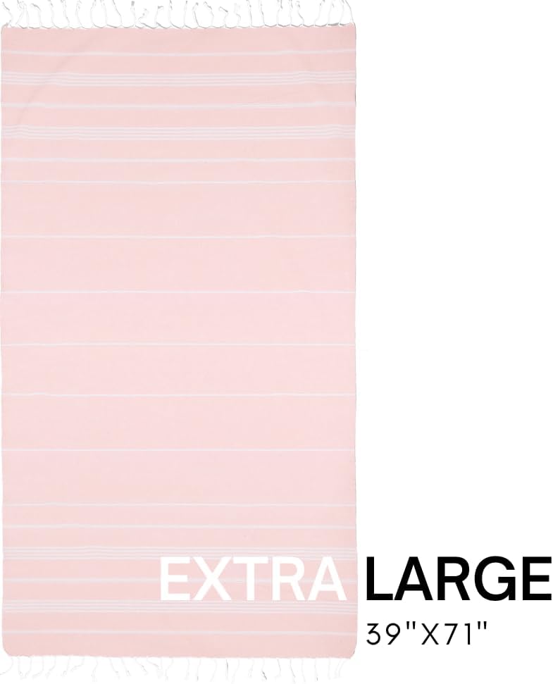 BAY LAUREL Turkish Beach Towel with Travel Bag 39 x 71 Quick Dry Sand Free Lightweight Large Oversized Towels Light