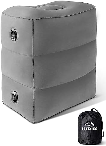 Inflatable Foot Rest Pillow, Kids Airplane Bed, Adjustable 3 Layers Height Leg Rest Pillow, Airplane Travel Essentials Great for Office, Home, Trains, Cars