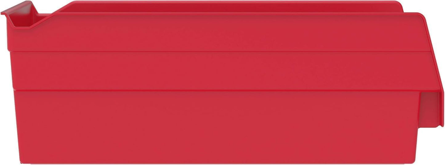 Akro-Mils 30130 Heavy Duty Plastic Shelf Bins, 12"x 6.5"x 4", Red, 12-Pk