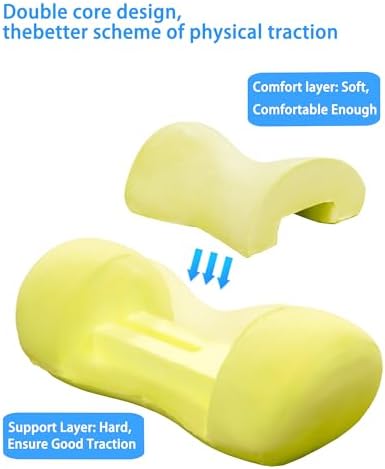 Bespilow Cervical Neck Traction Pillow for Pain Relief - 30 Min Daily Stretcher & Relaxer - Dual-Layer Memory Foam Neck Roll for Back Sleeping - Small Orthopedic Bolster with Cooling Cover