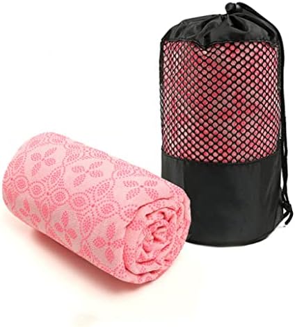 Yoga Towel, Hot Yoga Mat Towel - Sweat Absorbing Non-Slip for Hot Yoga, Pilates and Workout, 24x72 inches with Upgraded Clover-Shaped Grip Dots (Pink 2)