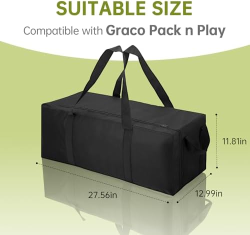 Carrying Bag Compatible with Graco Pack n Play, Replacement Nylon Foldable Travel Carrying Case for Graco Pack n Play, Lightweight & Waterproof Storage Bag for Airplane and Train Travel