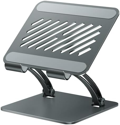 tounee Tablet Holder Stand, Dual Rod Adjustable Aluminum Desktop Stand, Compatible with 4.7-16.9" iPads, Surface Tablets, Portable Monitors, Kindle & More (Gray)