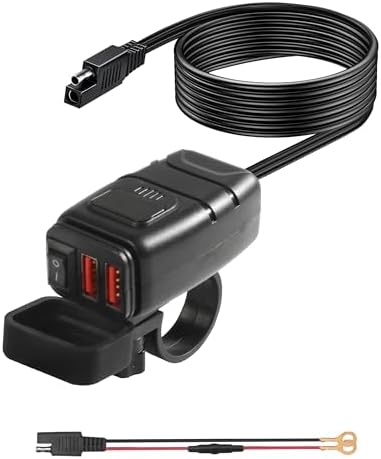 Bylikeho Motorcycle Phone Charger with Voltmeter & ON/Off Switch, SAE to USB Adapter for Phone, Tablet, GPS