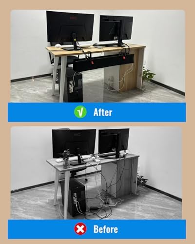 No Drill Under Desk Cable Management Tray, Cord Organizer for Table 36" | Upgraded Oxford Fabric, Cable Loop, for Home, for Office