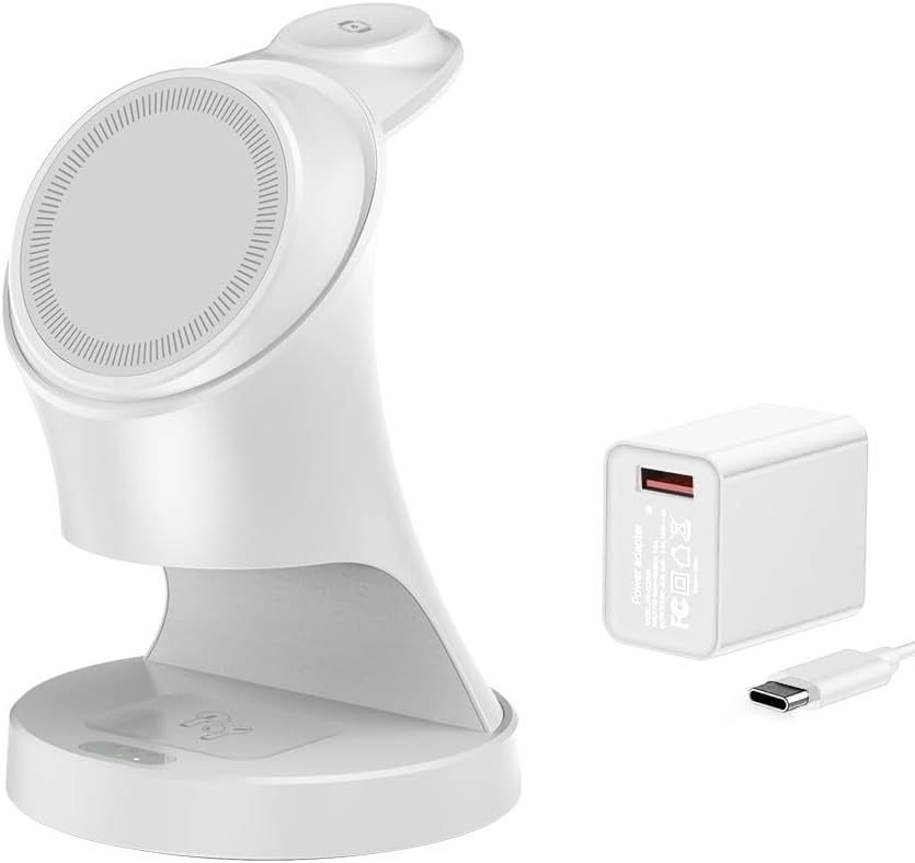Wireless Charger,3 in 1 Magnetic Wireless Charger Stand, Fast Wireless Charging Dock for iPhone 17/16/15/14/13/12 Series, Apple Watch Series, AirPods Pro.