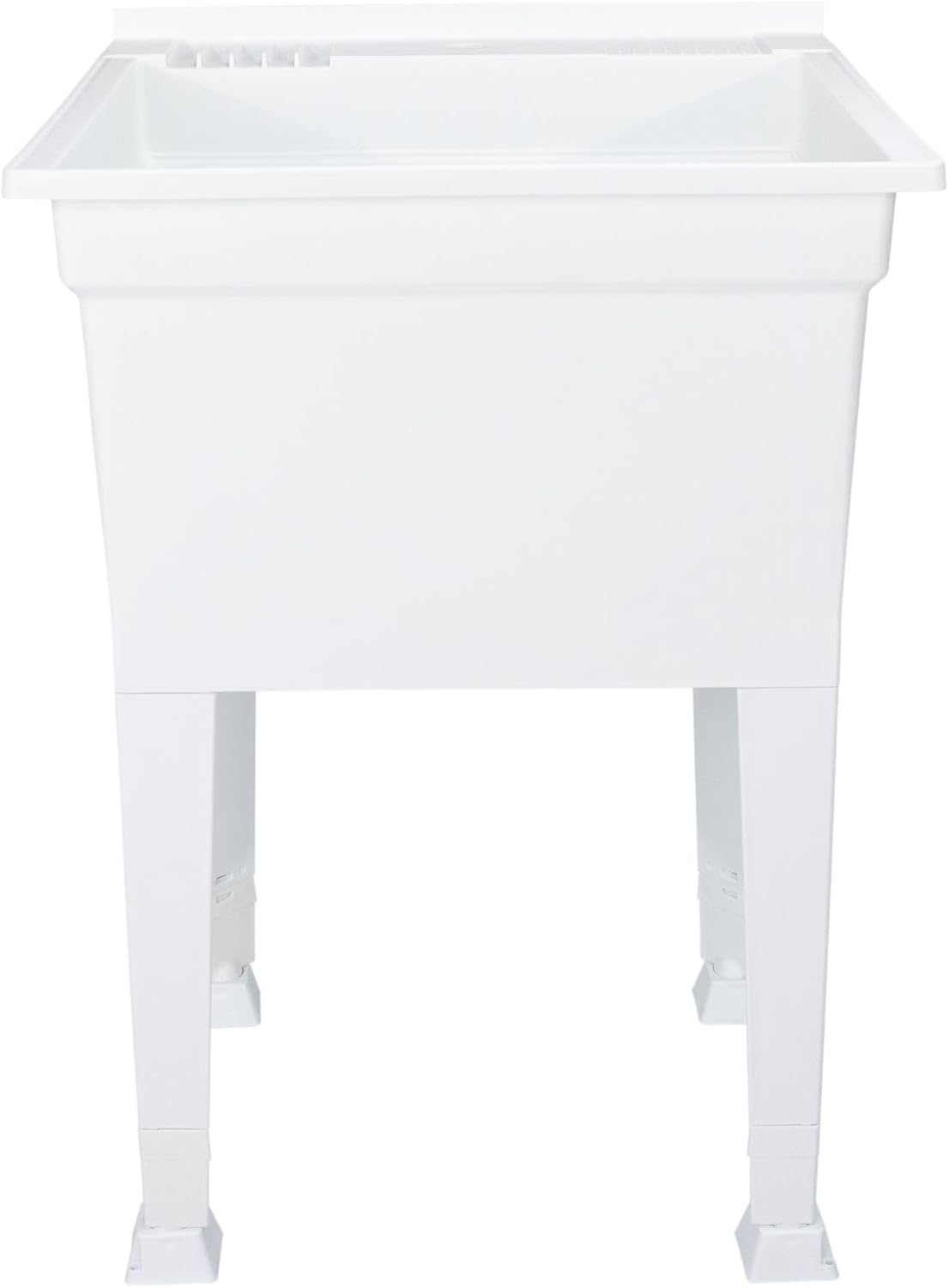Utility Sink Heavy Duty Freestanding Utility Tub Sink with Drain Plug, Adjustable Floor Levelers & 5 Step Installation Process, 24 x 24 Inches, White