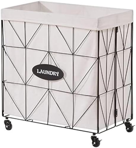 Collapsible Laundry Hamper with Wheels,Capacity and Removable Liner, Sturdy Metal Frame for Clothes Storage and Transport (110L-LX-Black)