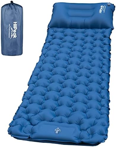 HiiPeak Sleeping Pad for Camping- Ultralight Inflatable Sleeping Mat with Built-in Foot Pump & Pillow, Upgraded Compact Camping Air Mattress for Tent, Backpacking, Hiking