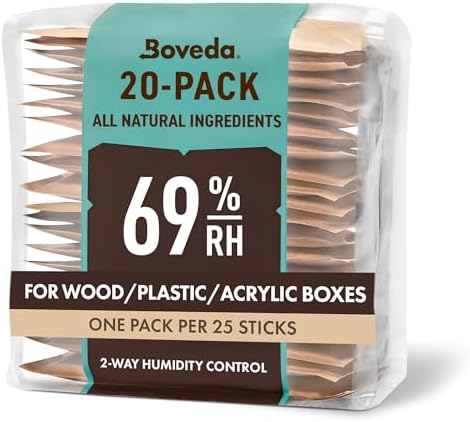 Boveda 69% Two-Way Humidity Control Packs For Plastic & Wood Humidifier Boxes & Zip Lock Bags – Size 60 – 20 Pack – Moisture Absorbers – Humidifier Packs – Hydration Packets in Resealable Bag